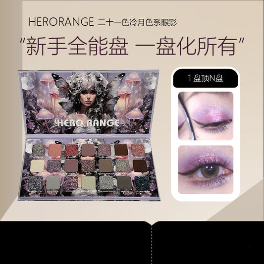 HERORANGE 21 shades of cold moon color eyeshadow explosive shiny crystal highlight brightening silkworm cross-border makeup