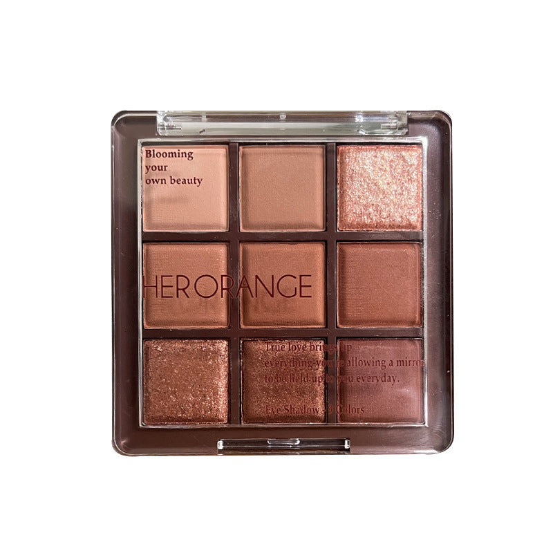 Chocolate eyeshadow palette earth-toned matte pearlescent fine glitter natural contouring brightening three-dimensional nine-color eyeshadow comprehensive palette